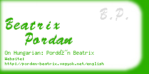 beatrix pordan business card